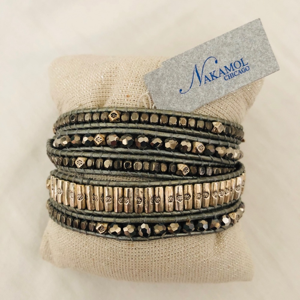 Nakamol Silver Beaded Wrap Bracelet